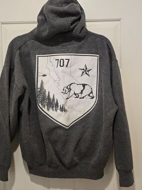 King Sportswear 707 California Bear Heavyweight Pullover Hoodie Gray Size Medium